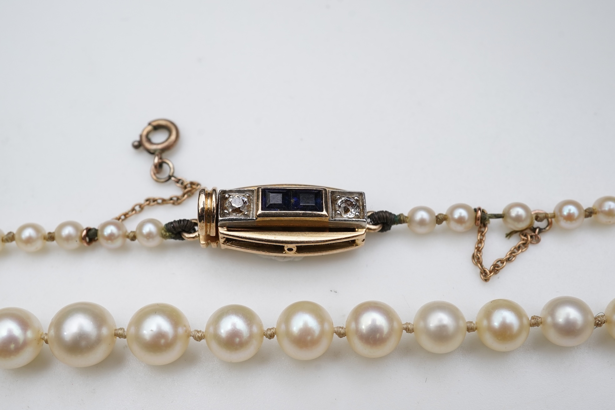 Two cultured pearl necklaces, mid 20th century